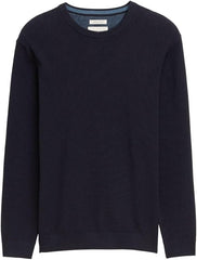 Męski Sweter Tom Tailor Structured Crewneck Knit Knitted Navy Melange 1047570 13160