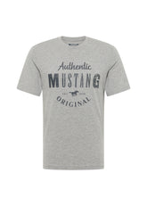 Męski T-Shirt Mustang Style Alex C Print Mid Grey Mélange 1012988 4140