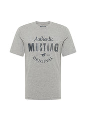 Męski T-Shirt Mustang Style Alex C Print Mid Grey Mélange 1012988 4140