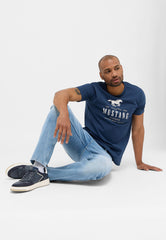 Męskie Spodnie Jeansowe Mustang Denver Straight Denim Blue 1014878 5000 414