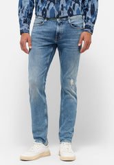 Męskie Spodnie Jeansowe Mustang Oregon Slim Denim Blue 1015865 5000 424