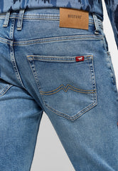 Męskie Spodnie Jeansowe Mustang Oregon Slim Denim Blue 1015865 5000 424
