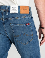 Męskie Spodnie Jeansowe Mustang Oregon Slim Denim Blue 1015042 5000 583