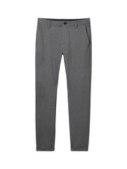 Męskie Spodnie Materiałowe Tom Tailor Jersey Slim Chino Black White Birds Eye 1044853 35951