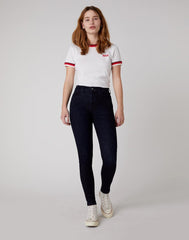 SPODNIE DAMSKIE WRANGLER HIGH RISE SKINNY BLUE BLACK W27HSZ51L 112128120