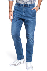 Męskie Spodnie Materiałowe Mustang Realx Chino Denim Blue 1008081 5000 582