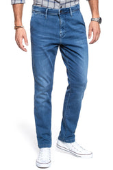 Męskie Spodnie Materiałowe Mustang Realx Chino Denim Blue 1008081 5000 582