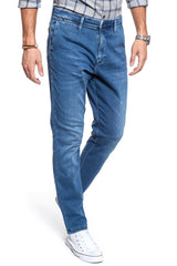 Męskie Spodnie Materiałowe Mustang Realx Chino Denim Blue 1008081 5000 582