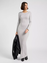 SUKIENKA MATERIAŁOWA LEE CREW NECK MAXI DRESS GREY HEATHER 112371663