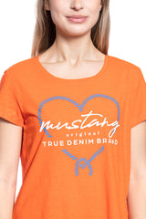 T-SHIRT DAMSKI MUSTANG ALINA C PRINT ORANGE 1009835 7096