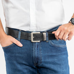 Męski Pasek Skórzany Klasyczny Skóra Tom Tailor Tg1008r15/791 40mm Gürtel Black