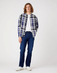 Wrangler 1 Pkt Shirt Męska Koszula W Kratę Długi Rękaw Stone Wash W5D6CNX4Q 112323749