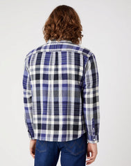 Wrangler 1 Pkt Shirt Męska Koszula W Kratę Długi Rękaw Stone Wash W5D6CNX4Q 112323749