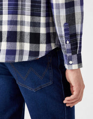 Wrangler 1 Pkt Shirt Męska Koszula W Kratę Długi Rękaw Stone Wash W5D6CNX4Q 112323749