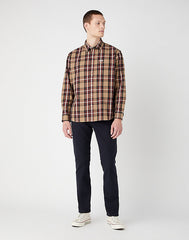 Wrangler 1 Pkt Shirt Męska Koszula W Krate Z Długim Rękawem Krata Lead Grey W5d61em24