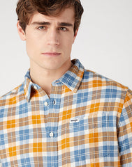 Wrangler 1 Pocket Shirt Męska Koszula z Długim Rękawem w Kratę Captains Blue W5A2B384Z