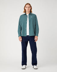 Wrangler 1 Pocket Shirt Męska Koszula z Długim Rękawem w Kratę Deep Teal W5A24MG03