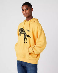 Wrangler 75th Anni Hoodie Męska Bluza Logo Nadruk Yolk Yellow W645HTY23 112146186