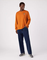 Wrangler Chest Logo Tee Męski Longsleeve Koszulka Z Długim Rękawem Nutmeg Brown W7BKEEH02 112321458
