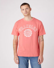 Wrangler Collegiate Tee Męski T-Shirt Nadruk Logo Spiced Coral W7E0EJX6Y 112146307