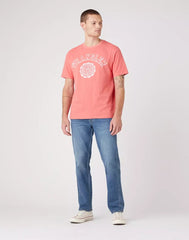 Wrangler Collegiate Tee Męski T-Shirt Nadruk Logo Spiced Coral W7E0EJX6Y 112146307