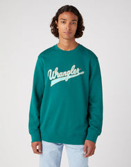 WRANGLER CREW NECK MĘSKA BLUZA BEZ KAPTURA LOGO CIEPŁA BAYBERRY GREEN W6H0I3G26 112331914
