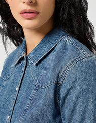 Damska Koszula Jeansowa Wrangler Exag Yoke Shirt Faded Blue 112356476