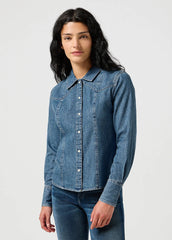 Damska Koszula Jeansowa Wrangler Exag Yoke Shirt Faded Blue 112356476