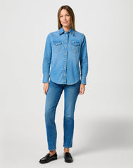 Damska Koszula Jeansowa Wrangler Western Shirt Soft Earth 112362327
