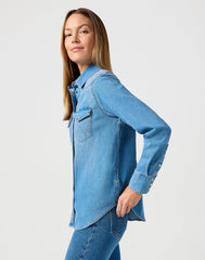 Damska Koszula Jeansowa Wrangler Western Shirt Soft Earth 112362327