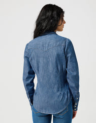 Damska Koszula Wrangler Slim Waisted Blouse Vintage Fade 112356470