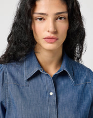 Damska Koszula Wrangler Slim Waisted Blouse Vintage Fade 112356470