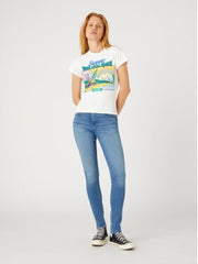 Damska Koszulka T-shirt Wrangler Shrunken Band Tee Worn White 112332013