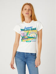 Damska Koszulka T-shirt Wrangler Shrunken Band Tee Worn White 112332013