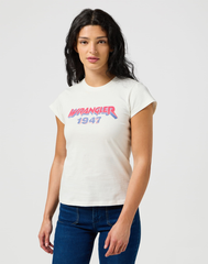 Damska Koszulka T-shirt Wrangler Shrunken Band Tee Worn White 112355334