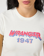 Damska Koszulka T-shirt Wrangler Shrunken Band Tee Worn White 112355334