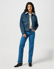 Damska Kurtka Jeansowa Wrangler Heritage Sherpa Jacket Washed Out 112355410