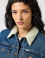 Damska Kurtka Jeansowa Wrangler Heritage Sherpa Jacket Washed Out 112355410