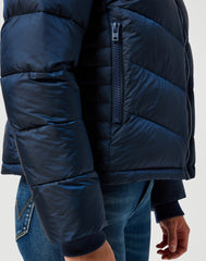 Damska Kurtka Zimowa Wrangler Short Puffer Jacket Navy 112356503