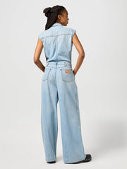 Damski Kombinezon Jeansowy Wrangler Trouser Jumpsuit Pale Blue Wash 112362713