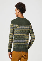 Męski Sweter Ciepły Wrangler Fairisle Sweater Verdant Green 112357294 W8F7014320