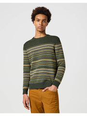 Męski Sweter Ciepły Wrangler Fairisle Sweater Verdant Green 112357294 W8F7014320