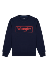 Bluza Męska Klasyczna Wrangler Frame Logo Crew Nadruk Navy W662HA114 112320240