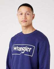 Wrangler Frame Logo Crew Męska Bluza Nadruk Blue W662HAB51 112321426