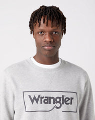 Męska Bluza Nadruk Wrangler Frame Logo Crew Mid Grey W662HAX37 112320241