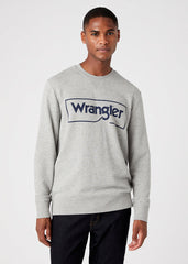Wrangler Frame Logo SWS Męska Bluza Klasyczna Mid Grey Mel W6H1HAX37 112146195