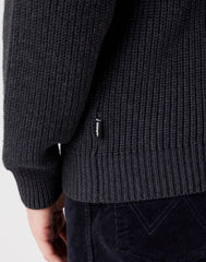 Wrangler Half Zip Knit Męski Sweter Klasyczny Rozpinany Logo Dark Grey W8D0PJX06 112321333