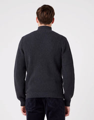 Wrangler Half Zip Knit Męski Sweter Klasyczny Rozpinany Logo Dark Grey W8D0PJX06 112321333