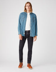 Wrangler Larston Męskie Spodnie Jeansowe Jeans Dżinsy Black Lightning W18s8930a 112145861