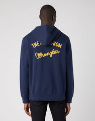 Wrangler Logo Hoodie Męska Bluza z Kapturem Nierozpinana Navy Blue W654I4114